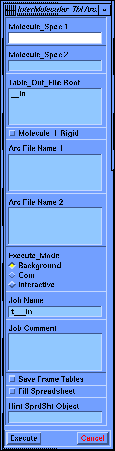 InterMolecular Tbl Archive Functions Parameter Block